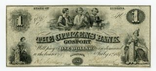 1857 $1 The Citizens Bank Of Gosport,  Indiana Note