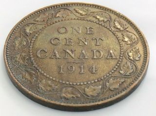 1914 Canada One 1 Cent Copper Large Penny Canadian George V Circulated Coin J875
