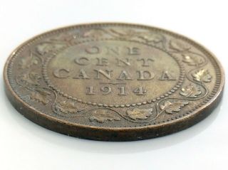 1914 Canada One 1 Cent Copper Large Penny Canadian George V Circulated Coin J875 3