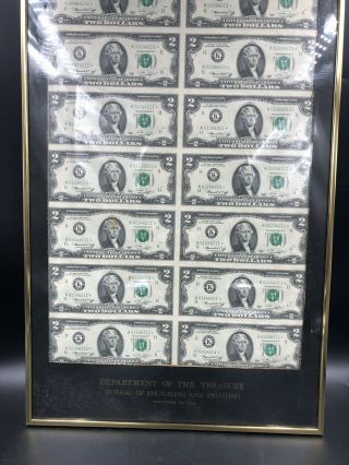 1976 Uncut Sheet Of 16 $2 Two Dollar Star Federal Reserve Notes Boston - Wow