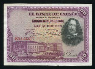Spain - 50 Pesetas 1928 - Banknote Note - P 75b P75b - Prado Museum (xf)