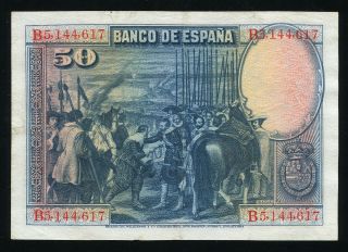 SPAIN - 50 Pesetas 1928 - Banknote Note - P 75b P75b - Prado Museum (XF) 2