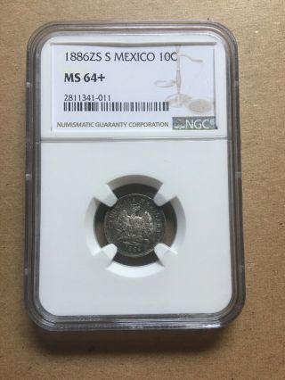 Mexico 1886 Zs S Mexico 10 Centavos Ngc Ms 64,