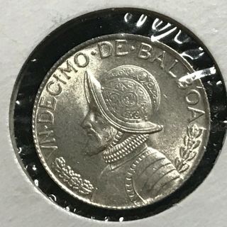 1962 Panama Silver 1/10 Balboa Brilliant Uncirculated Coin