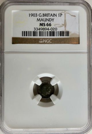 1903 Great Britain Maundy Penny Ms66 Ngc