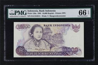 1985 Indonesia Bank Indonesia 10000 Rupiah Pick 126a Pmg 66 Epq Gem Unc