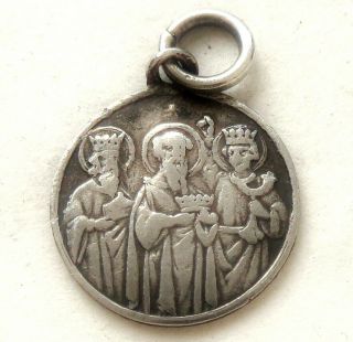 THE HOLY WISE MEN & CHARLEMAGNE CATHEDRAL OF AACHEN ANTIQUE SILVER MEDAL PENDANT 2