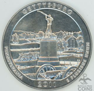 2011 United States 5oz.  999 Silver Gettysburg National Military Park Atb Coin