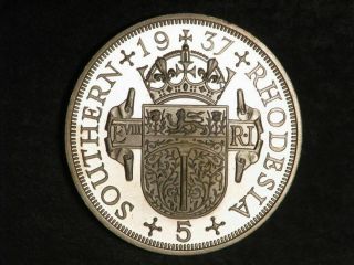 SOUTHERN RHODESIA 1937 5 Shillings Edward VIII Silver Crown Proof 2
