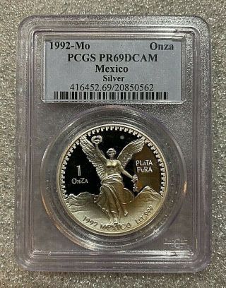 1992 - Mo Mexico 1 Oz Onza Proof Silver Libertad Coin - Pcgs Pr 69 Dcam