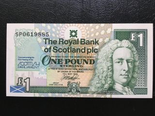 The Royal Bank Of Scotland 1999 £1 One Pound Banknote Unc S/n Sp0619885