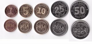 Zimbabwe – Issue 5 Dif Unc Coins Full Set: 1 - 50 Bond 2014 Year
