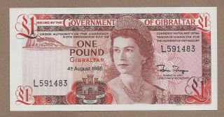 Gibraltar: 1 Pound Banknote,  (unc),  P - 20e,  04.  08.  1988,