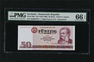 1971 Germany Democratic Republic 50 Mark Pick 30b Pmg 66 Epq Gem Unc