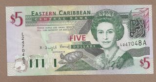 East Caribbean States: 5 Dollars Banknote,  (unc),  P - 42a,  2003,