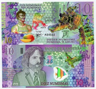 Banco De Kamberra,  10 Numismas,  2013 (issued 2014) Fantasy Issue Polymer Note
