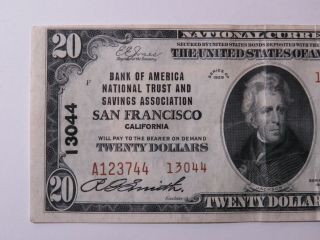 1929 $20 National Currency - Bank of America Trust & Savings San Francisco 13044 3