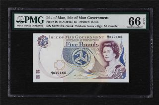2015 Isle Of Man Government 5 Pence Pick 48 Pmg 66 Epq Gem Unc
