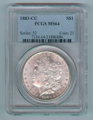 1883 - Cc U.  S.  Morgan Silver Dollar – Pcgs Slabbed - Ms64