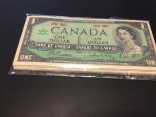 1967 Canada One Dollar $1 Bill Crisp Uncirculated With Collector Packaging