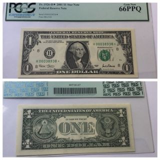 Vintage Pcgs 66 Ppq $1 2001 St.  Louis Star Federal Reserve Note One Dollar Bill