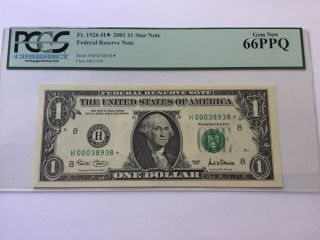 VINTAGE pcgs 66 PPQ $1 2001 ST.  LOUIS STAR FEDERAL RESERVE NOTE ONE DOLLAR BILL 4