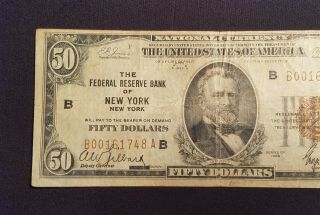 West Point Coins 1929 $50 ' Federal Reserve Bank of York ' National Note ' B ' 3