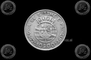 Sao Tome & Principe 10 Escudos 1939 (portugese Colony) Silver Coin (km 7) Xf
