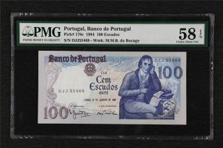 1984 Portugal Banco De Portugal 100 Escudos Pick 178c Pmg 58 Epq Unc