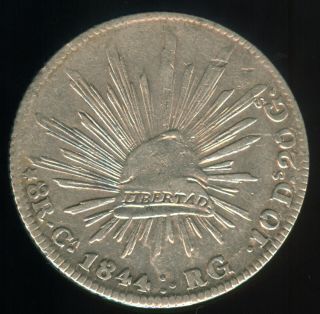 1844 Ca R G Mexico Silver 8 Reales
