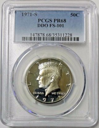 1971 S Proof Kennedy Half Dollar Pcgs Pr68 Ddo Fs - 101 Silver Rare Variety Coin