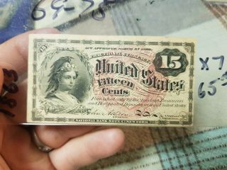1863 United States Fractional Currency Bank Note 15 Fifteen Cents