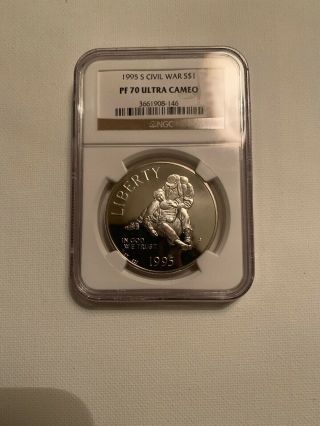 1995 - S Civil War Commemorative Silver Dollar Pf70 Ultra Cameo Ngc