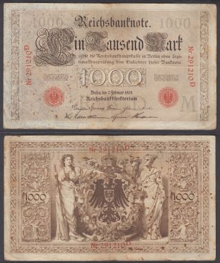 Germany 1000 Mark 1908 (f) Banknote P - 36