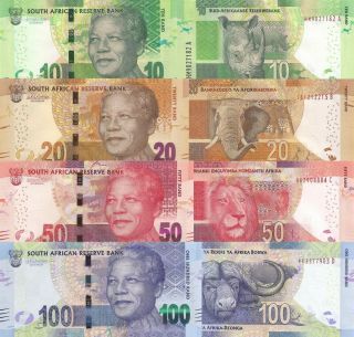 South Africa 4 Note Set: 20,  50 & 100 Rand (nd/2016) - P139b,  P140b,  P141b Unc