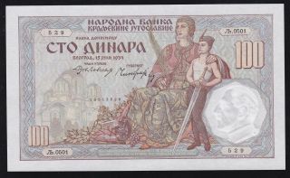 Kingdom Yugoslavia - - - 100 Dinara 1934 - - - A - Unc/unc - - - - - P - 31 - - -