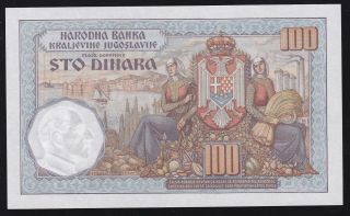 KINGDOM YUGOSLAVIA - - - 100 DINARA 1934 - - - a - UNC/UNC - - - - - P - 31 - - - 2