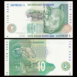 South Africa 10 Rand,  Nd (1999),  P - 123b,  Banknote,  Unc