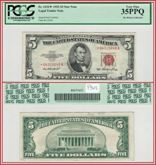 1953 Star $5 Legal Tender Note Pcgs 35 Ppq Very Fine Five Dollars Red Seal