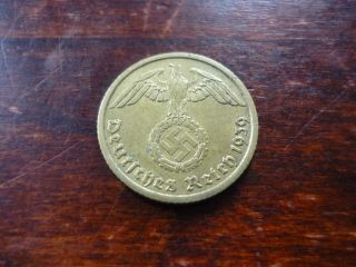 Third Reich German Coin 10 Reichspfennig 1939 E - Germany Coin By Castorstefan