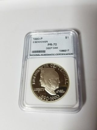 1990 P Eisenhower Commemorative Silver Dollar - Proof Deep Cameo