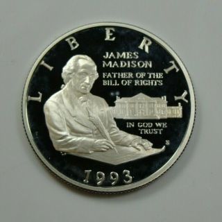 1993 S Makes Madison Bill Of Rights Silver Proof Half Dollar Hg - 2415