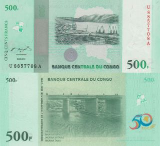 Congo Dr 500 Francs (30.  06.  2010) - 50 Year Commemorative/p100 Unc