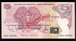 Banknote Papua Guinea 2000 5 Kina Specimen Commemorative Aunc - Unc
