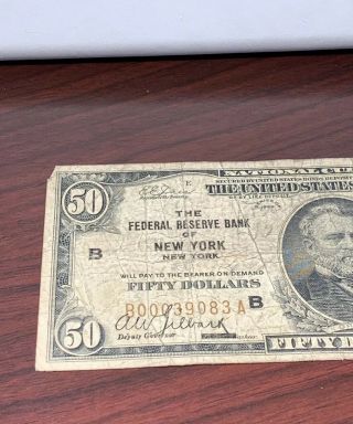 1929 $50 Federal Reserve Bank Of York Circulated 2