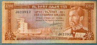 Ethiopia 5 Dollars Note From 1966,  P 26,  Haile Selasje