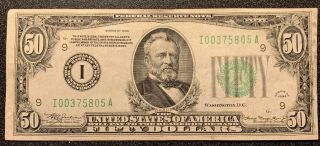 1934 Series $50 Bill - Fifty Dollar Federal Reserve Note