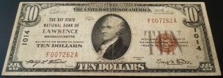 1929 $10 National Currency from The Bay State National Bank of Lawrence,  MA 2