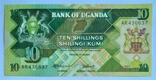 Uganda - 10 Shillings - 1987 - Pick 28,  Unc.