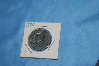 Off Center 1980 - P Jefferson Us Nickel Error Coin